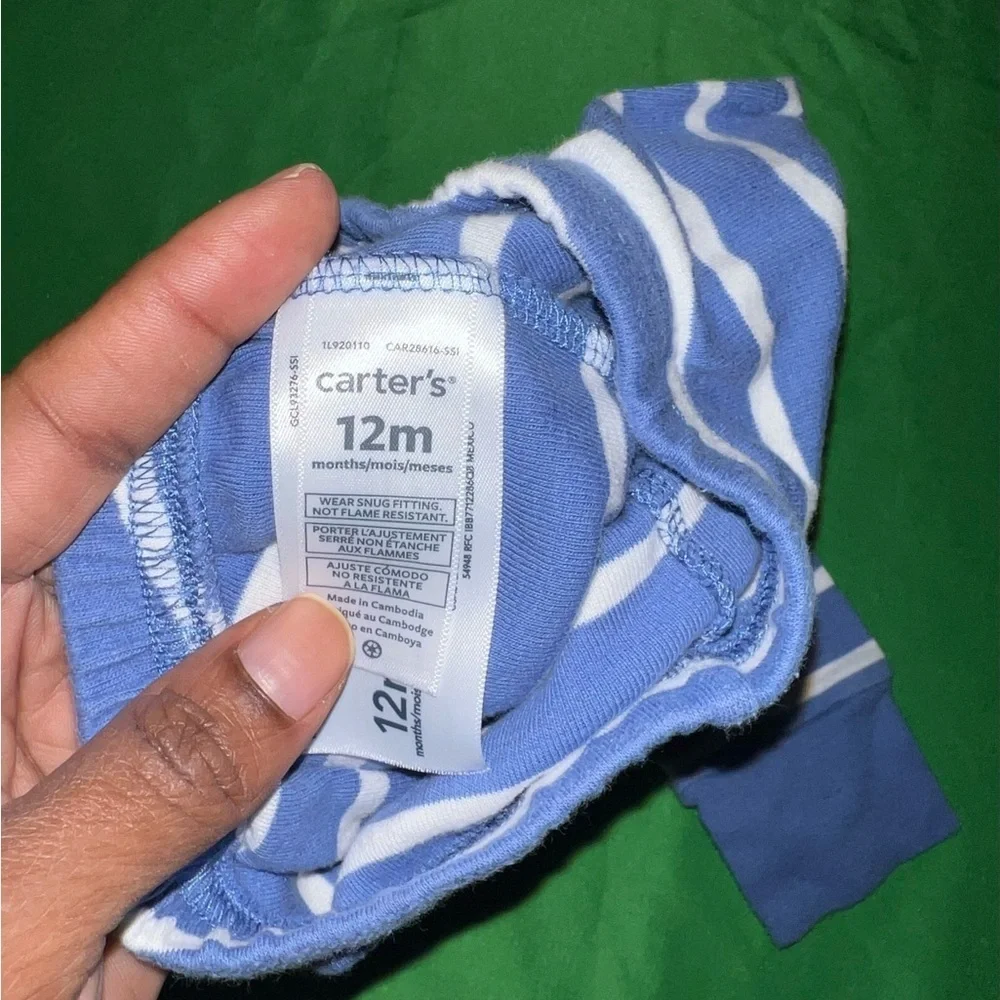 Carter's Blue and White Striped Baby Pants 12 Months
